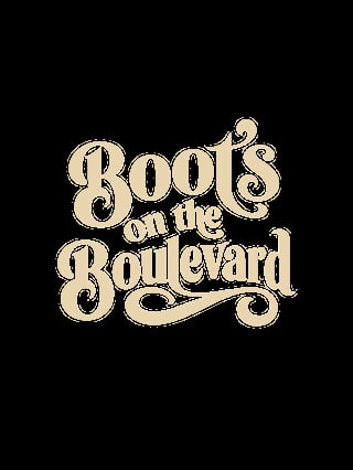 Boots on the Boulevard logo in gold ornate lettering on black background
